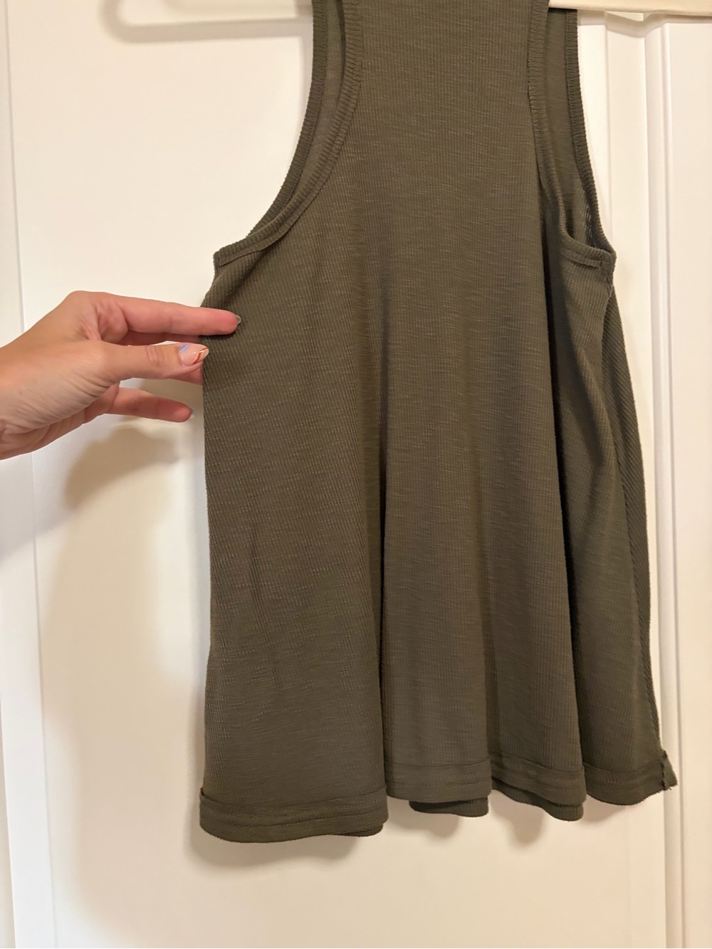 💋☀️💗Free People Intimately Olive Ribbed High-Neck Swing Tank🍓🌴🌸 - Picture 8 of 9